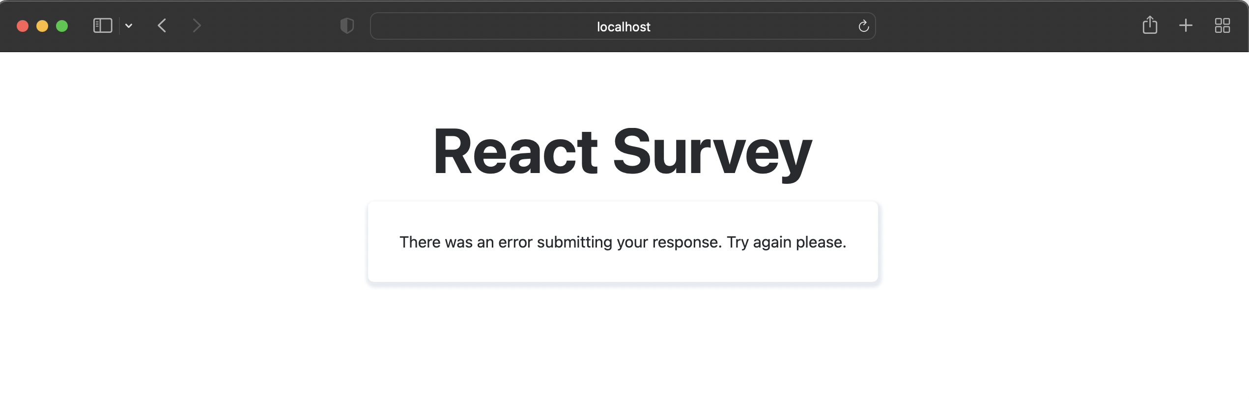Survey app form error message