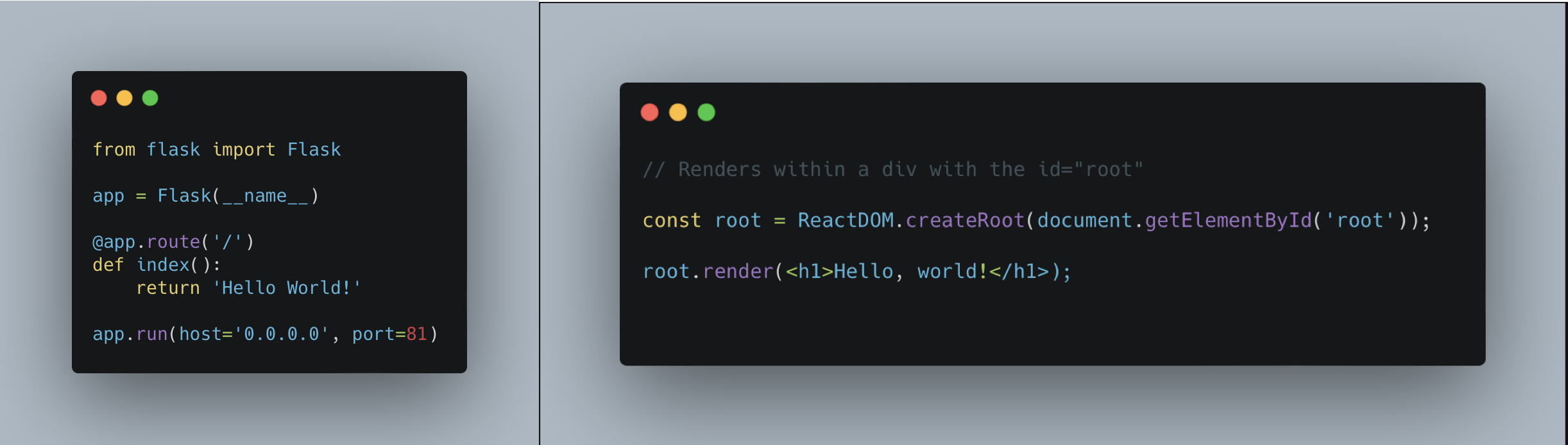 FlaskVsReact-Hello-World