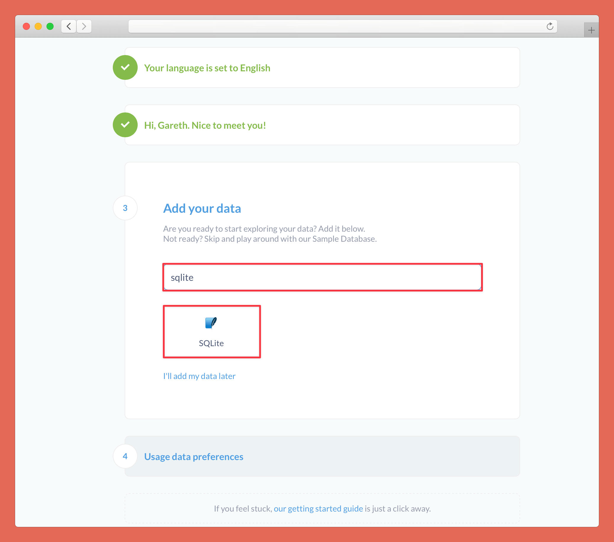 Metabase initial setup